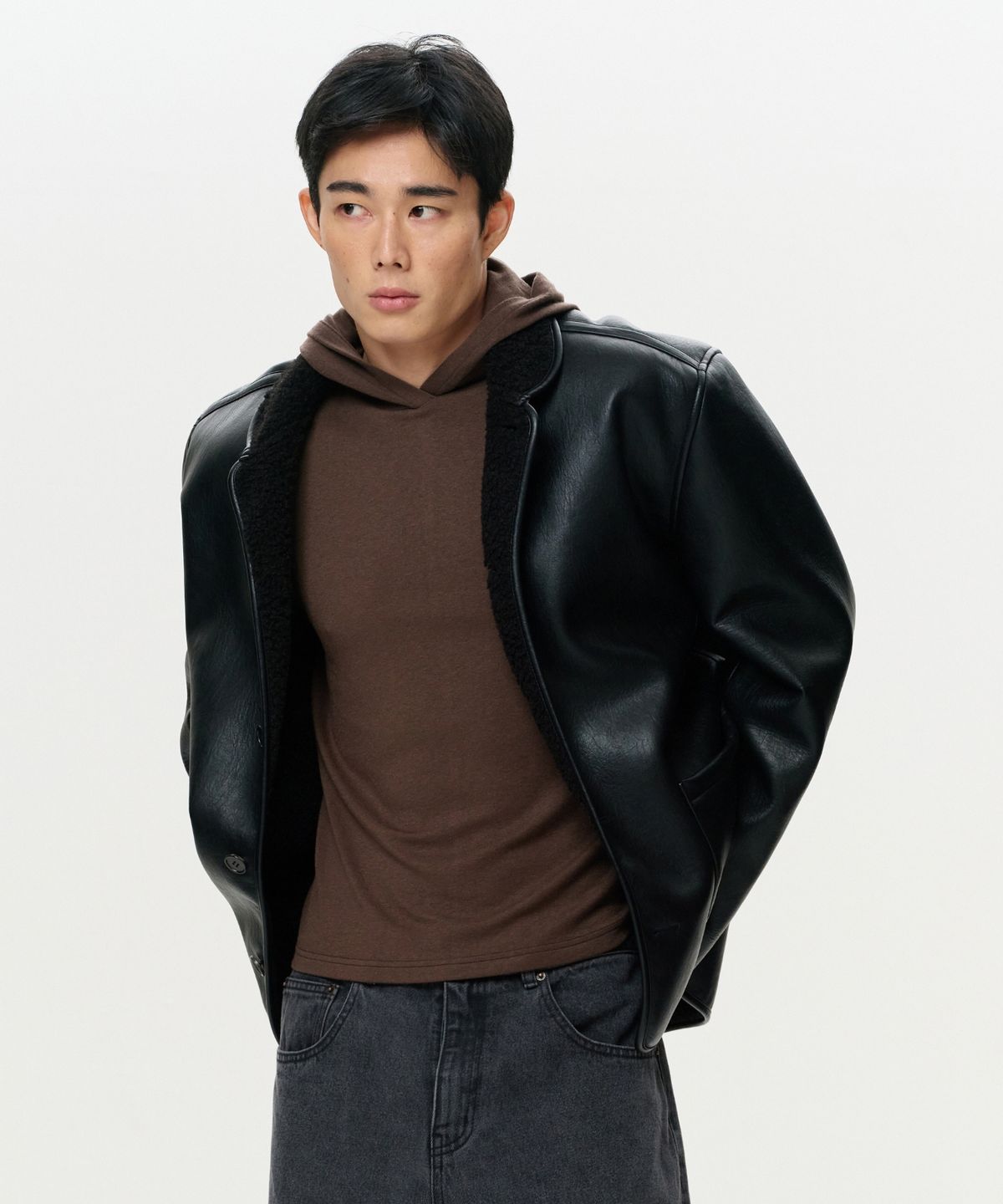 이알에이(ERA) MEN CLASSIC FAUX SHEARLING JACKET - BLACK