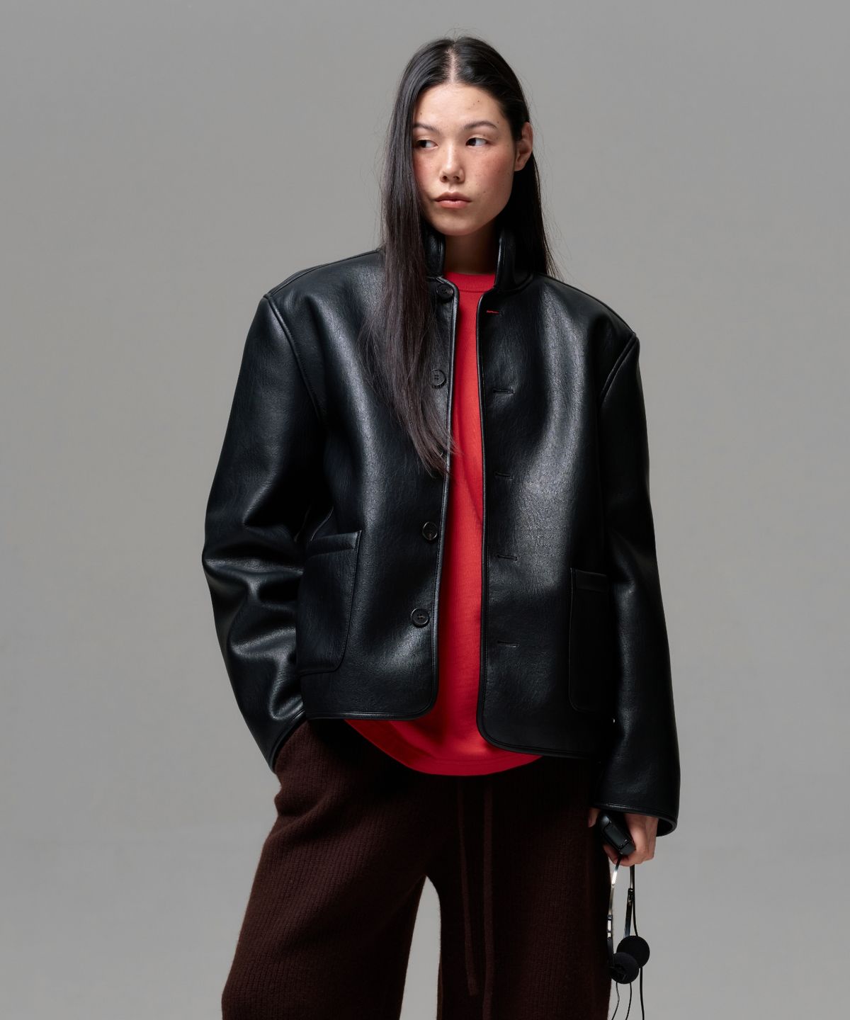 이알에이(ERA) WOMEN CLASSIC FAUX SHEARLING JACKET - BLACK