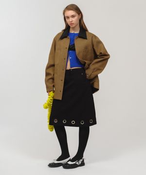 Eyelet Midi Skirt / Black