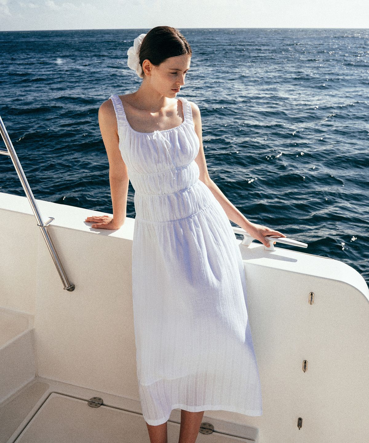 라메레이(LAMEREI) Banding Sleeveless Dress[LMBESUDR5801]-White