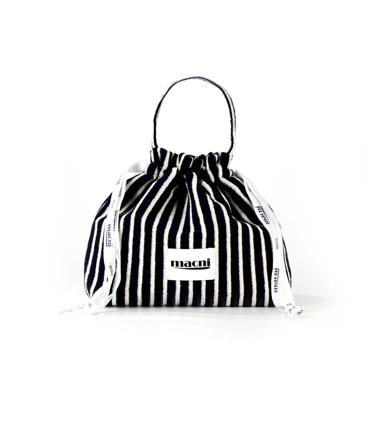 마크니(MACNI) TERRY STRING POUCH BAG NAVY
