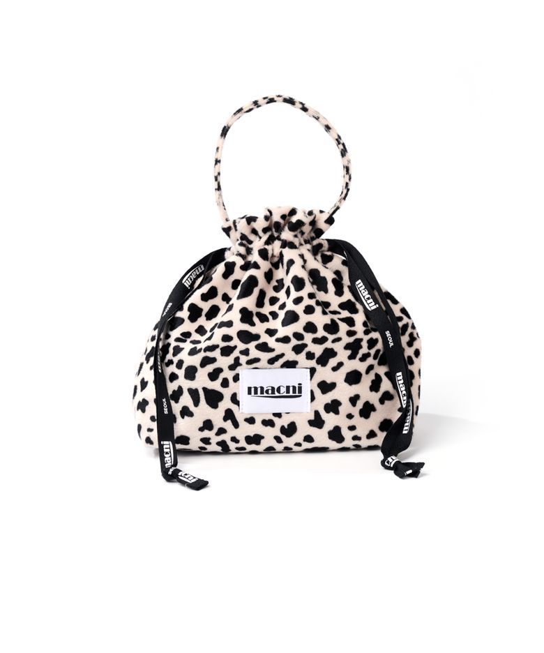 LEOPARD STRING POUCH BAG BEIGE