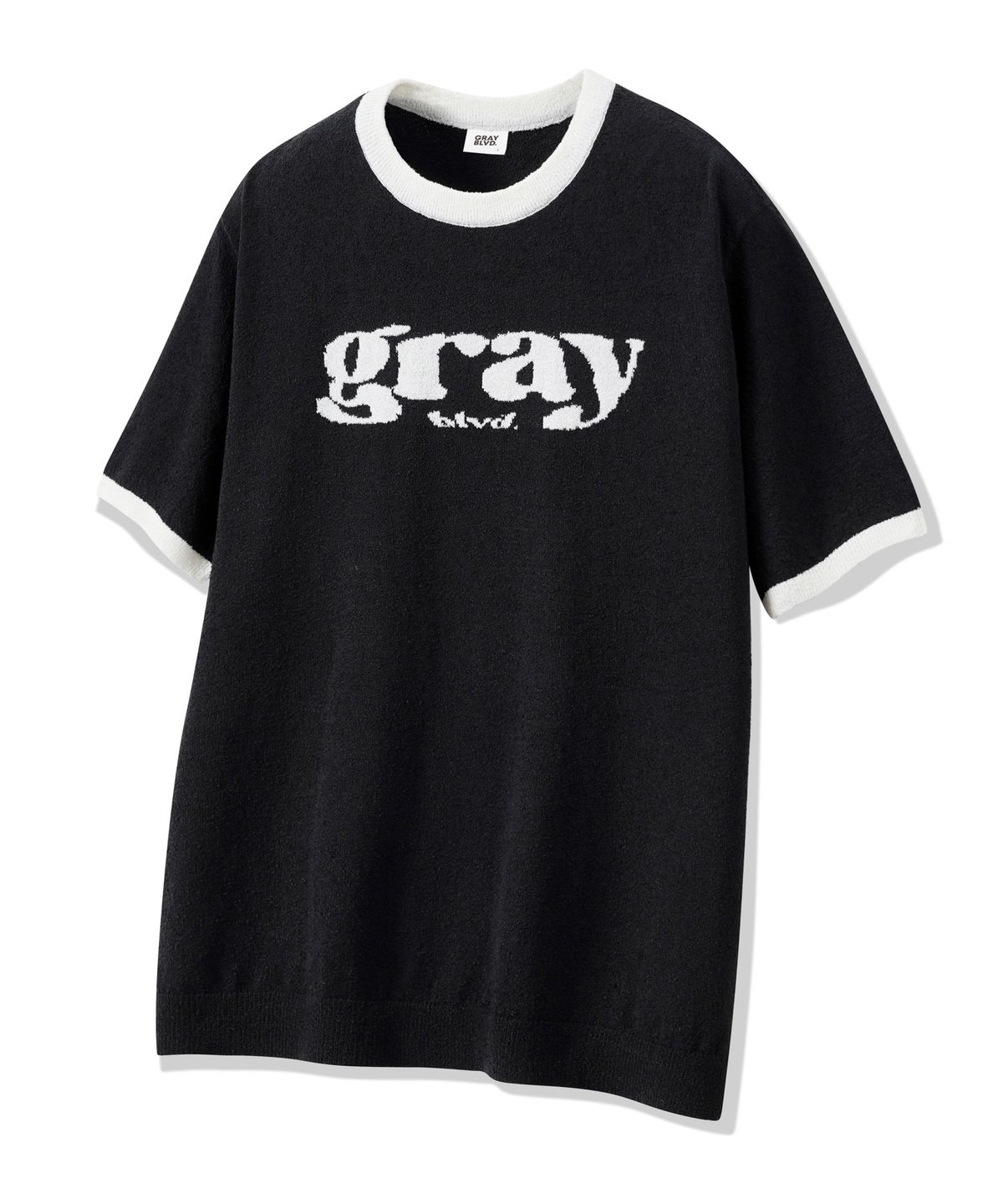 그레이블러밧(GRAYBLVD) 아라스 링거 니트 반팔 GKBST33 (BLACK)