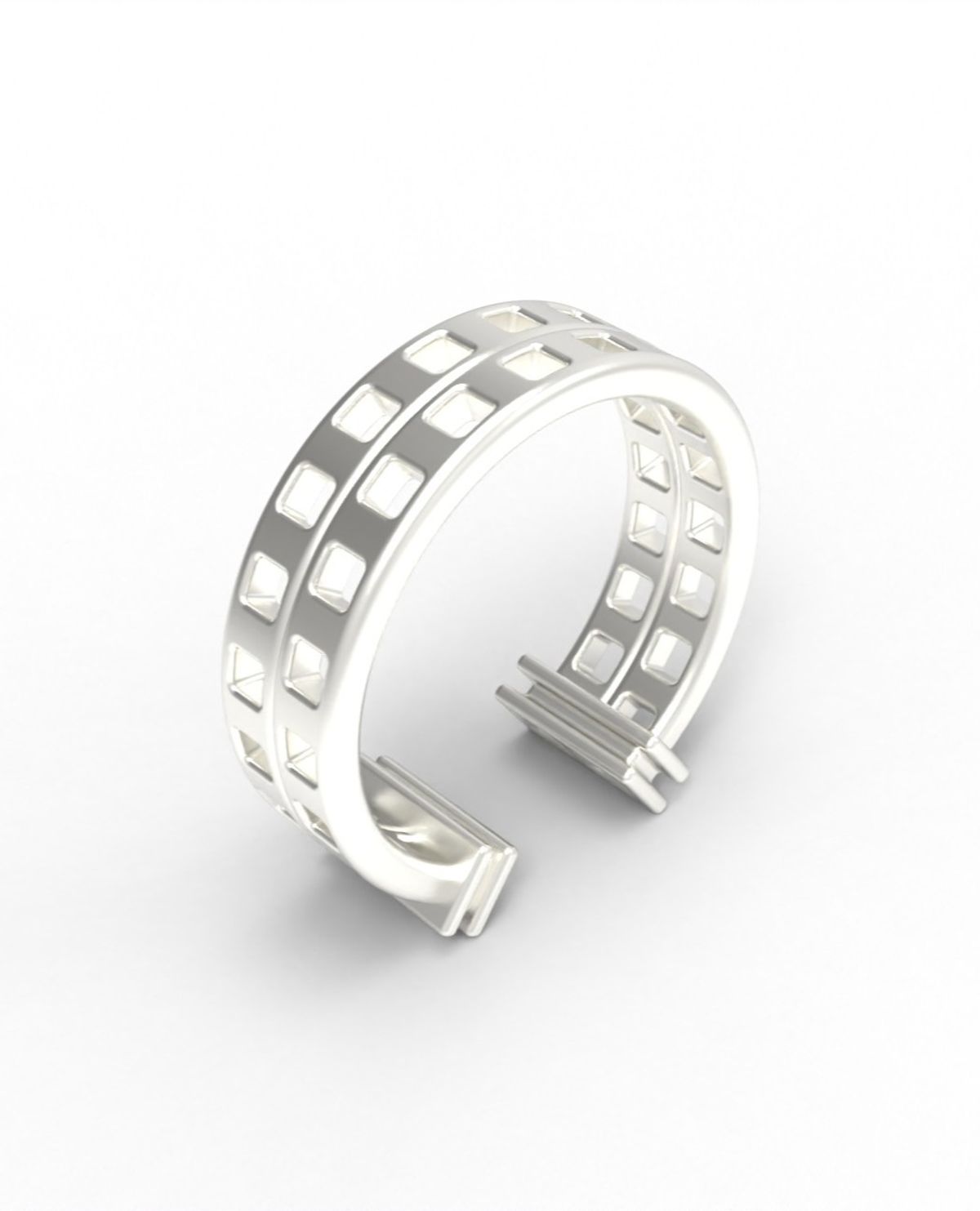 르네오브제(RENEOBJET) WIN  SQUARE EARCUFF - 2 ROWS  [925 STERLING SILVER]  이어커프 귀걸이