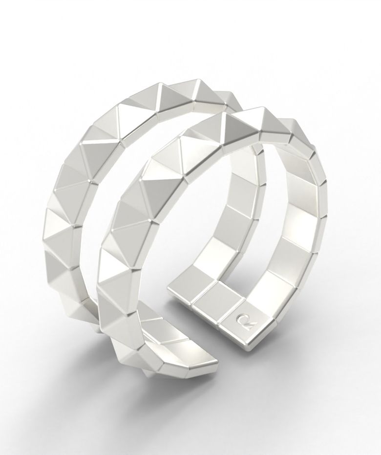 MOD  DOUBLE LINE OPEN RING [STERLING SILVER] 피라미드 오픈링 925 실버 포인트 반지