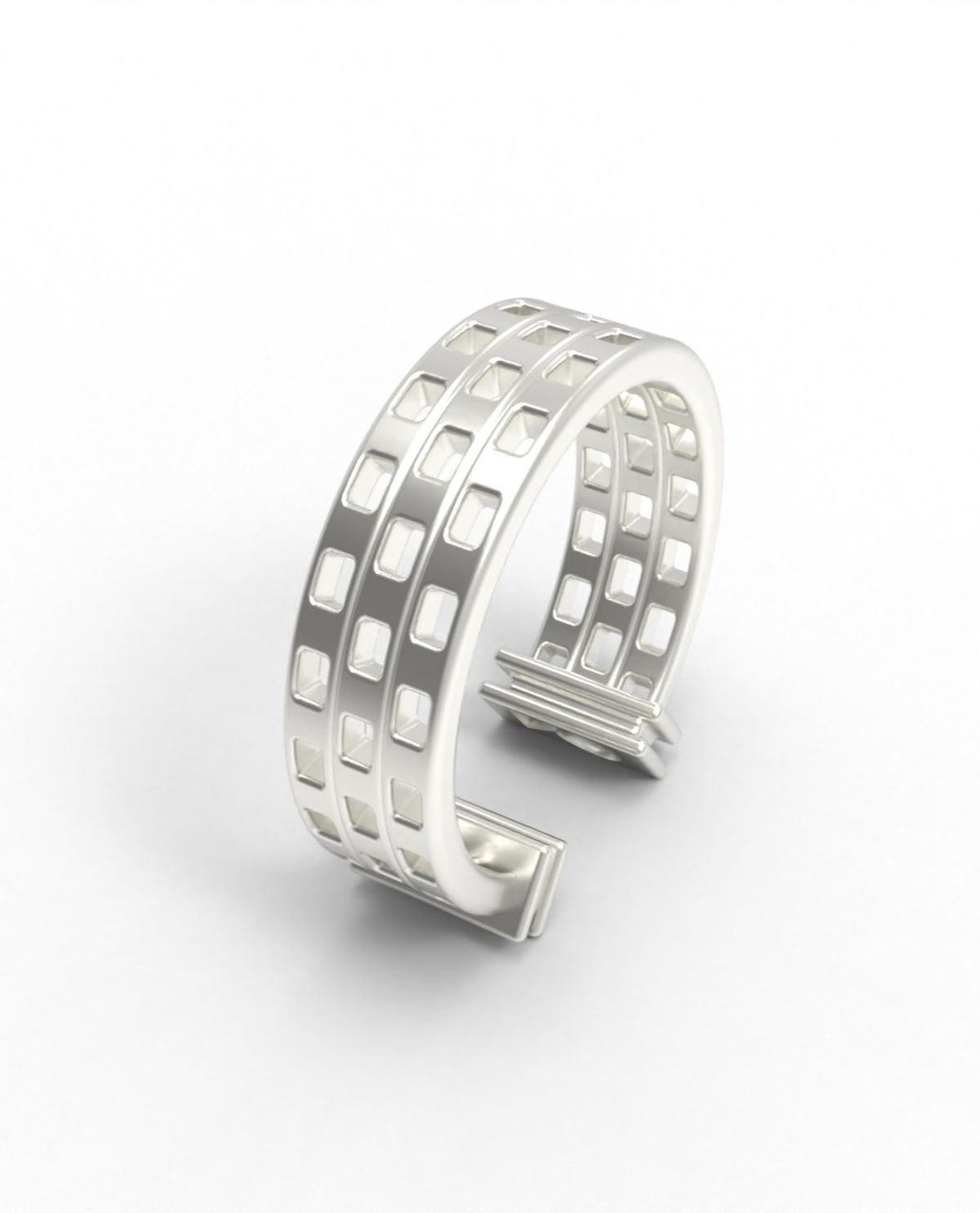 르네오브제(RENEOBJET) WIN  SQUARE EARCUFF (3 ROWS)  [925 STERLING SILVER]  이어커프 925 포인트 귀걸이