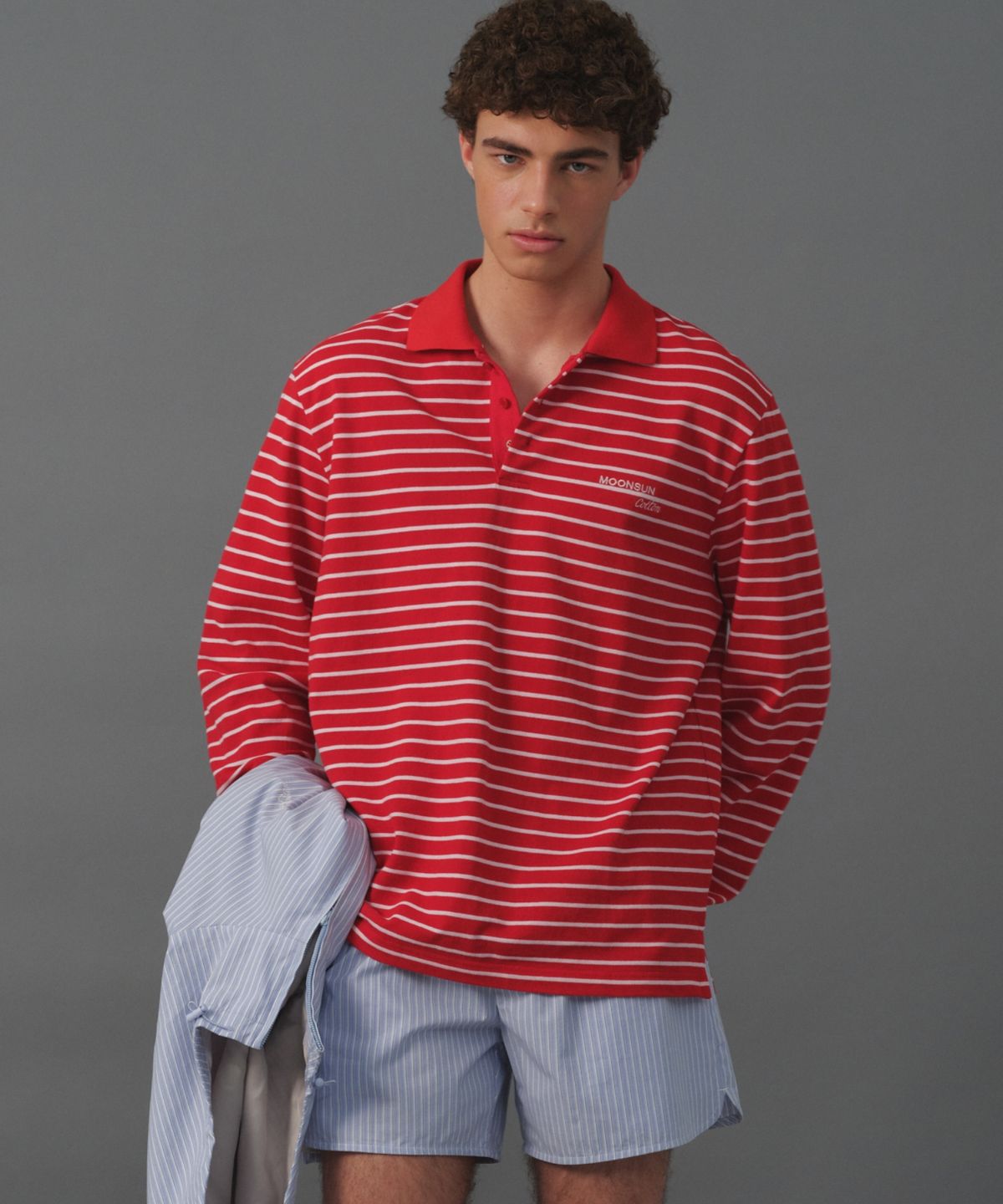 문선 아카이브(MOONSUN ARCHIVE) M.C UNISEX, Stripe PK Shirt / Red Pink
