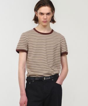 UNISEX, Stripe Ringer T-Shirt / Beige