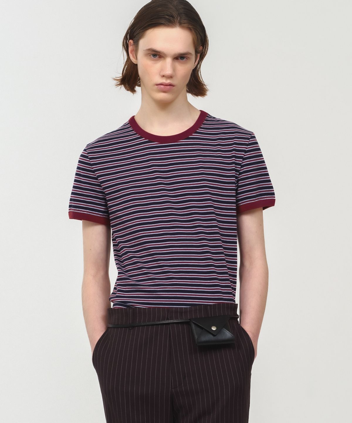 문선 아카이브(MOONSUN ARCHIVE) UNISEX, Stripe Ringer T-Shirt / Navy
