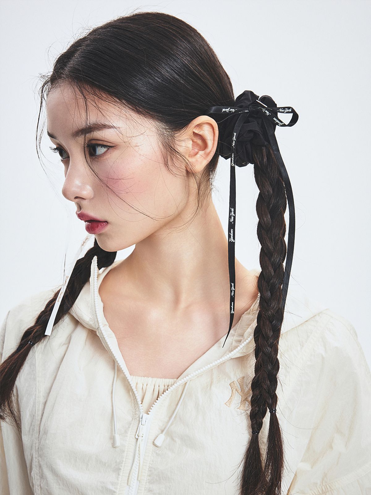 엠엘비(MLB) 리본 스트랩 스크런치 스몰 NY (Black)