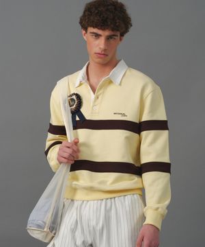 M.C UNISEX, Stripe Collar Sweatshirt / Butter