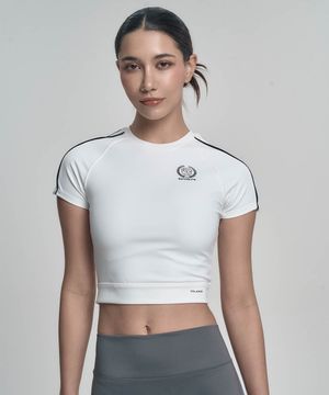 우먼스 커버업 파이핑 숏 슬리브 - White