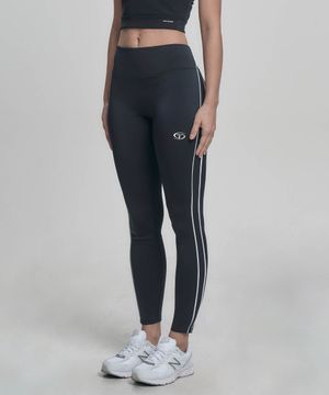 우먼스 커버업 파이핑 레깅스 - Black