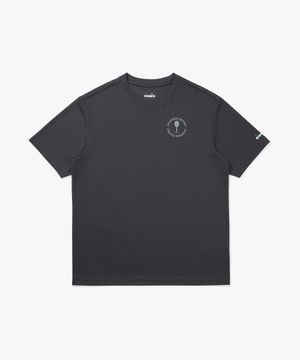 라켓 그래픽 메쉬 반팔 티셔츠 CHARCOAL GREY