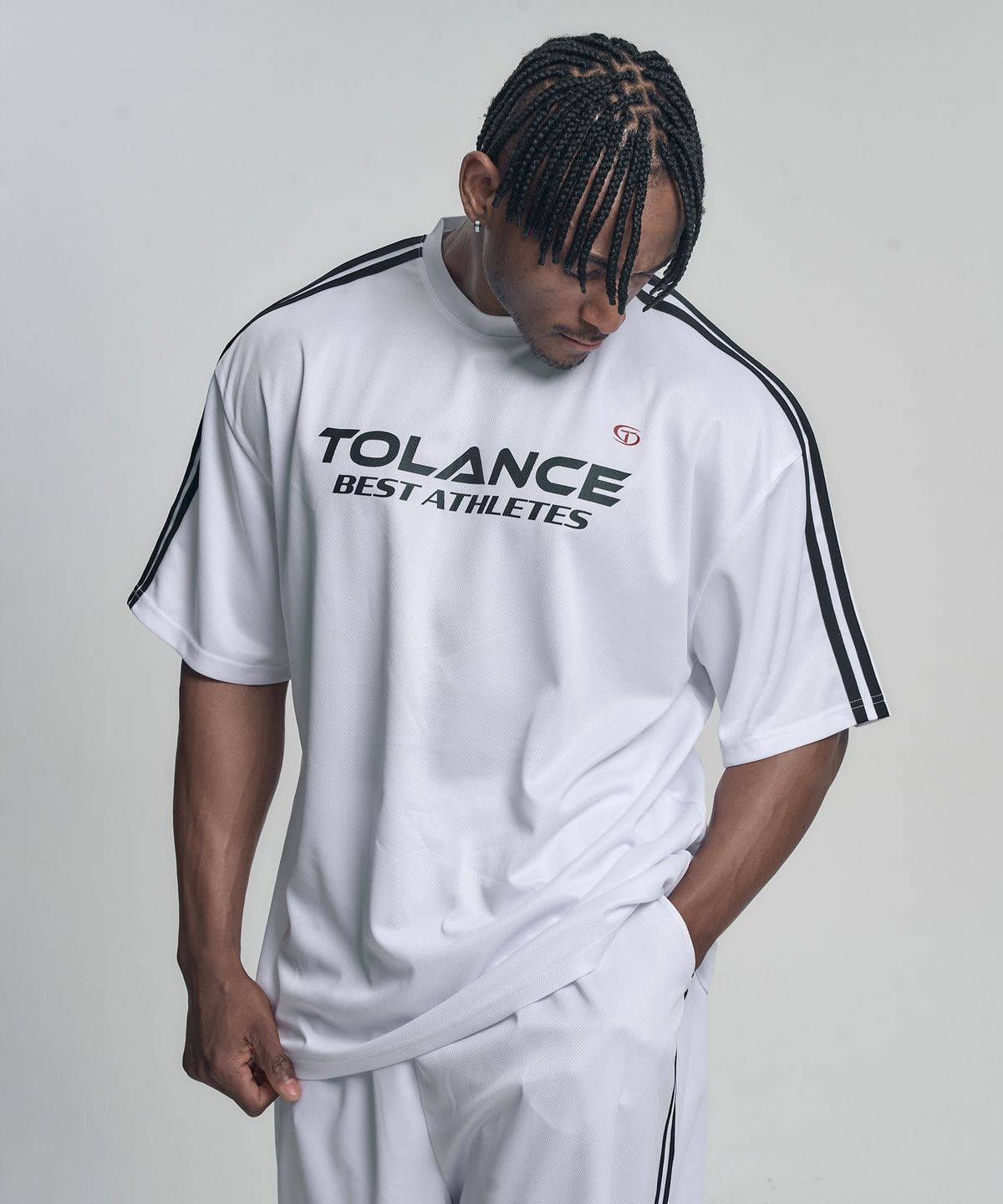 토런스(TOLANCE) 매쉬 퓨어 컴포트 숏 슬리브 - White