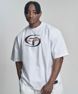 심볼 오버핏 숏 슬리브 - White