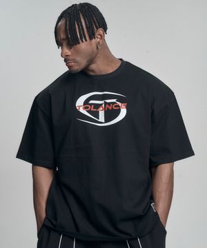 심볼 오버핏 숏 슬리브 - Black