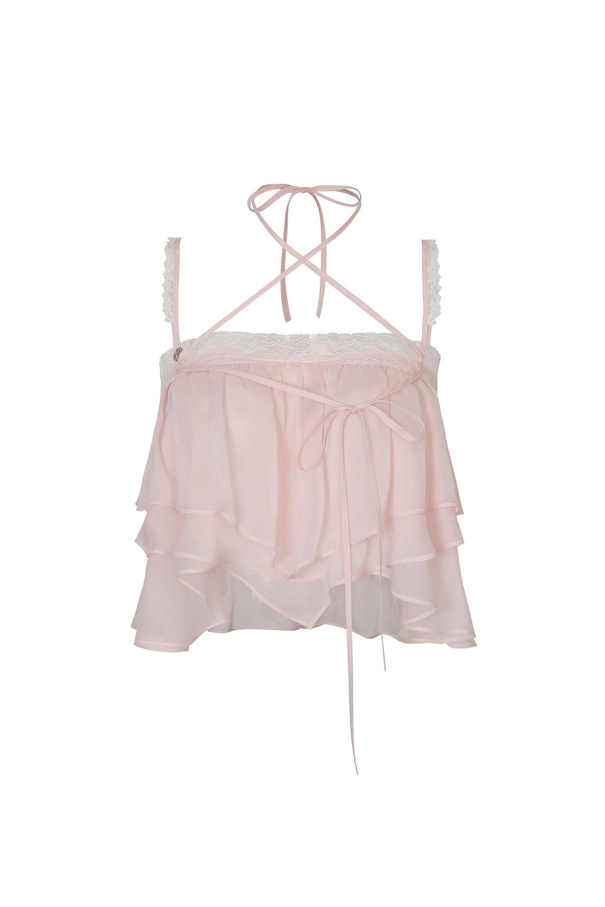 페인오어플레져(PAINORPLEASURE) MERMAID FRILL TOP pink