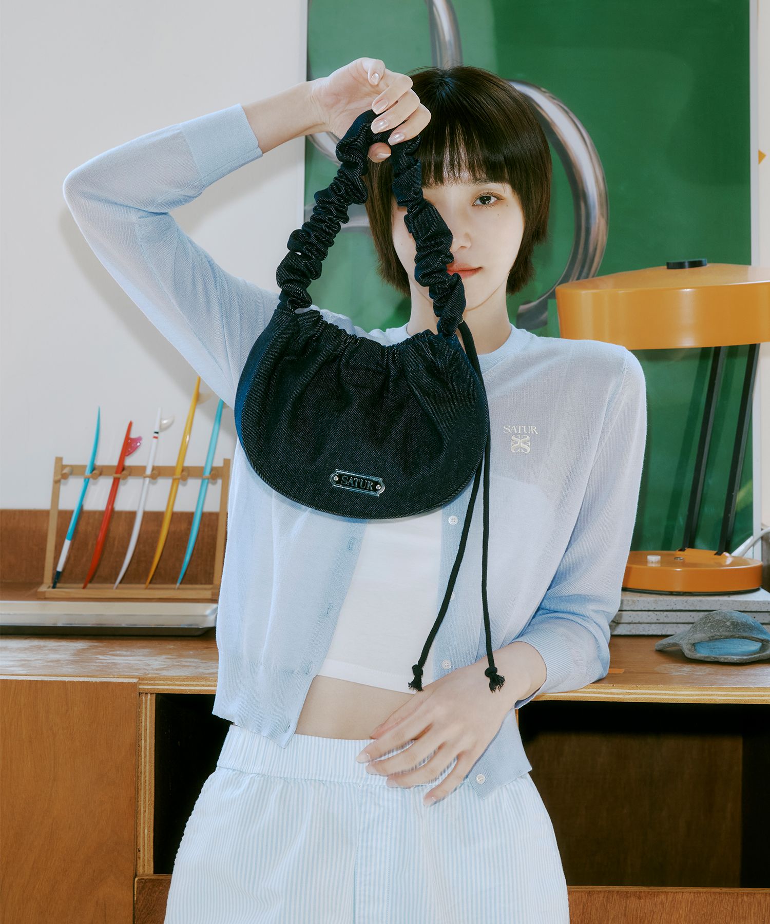 【SATUR】25SS/送料,税込 ★Scrunchie Small Denim Shoulder Bag MUSINSA公式 | SATUR Scrunchie Small Denim Shoulder Bag Indigo