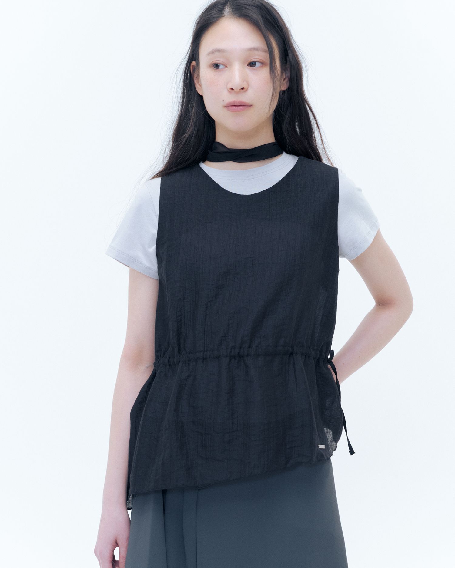 【Miseki SEOUL】25SS★ Sheer layered sleeveless vest MUSINSA | MISEKI SEOUL Sheer layered sleeveless vest BLACK