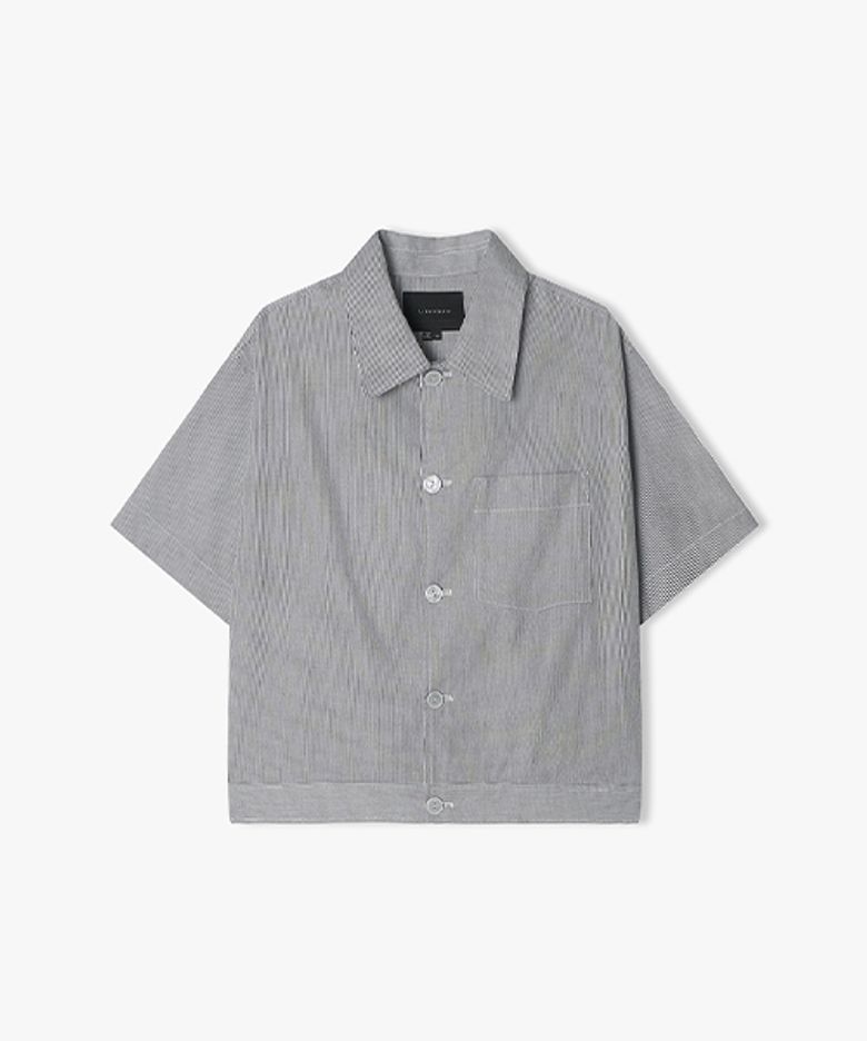 [25SS] LLM32553 다크그레이 코드 스트라이프 셋업 하프 셔켓