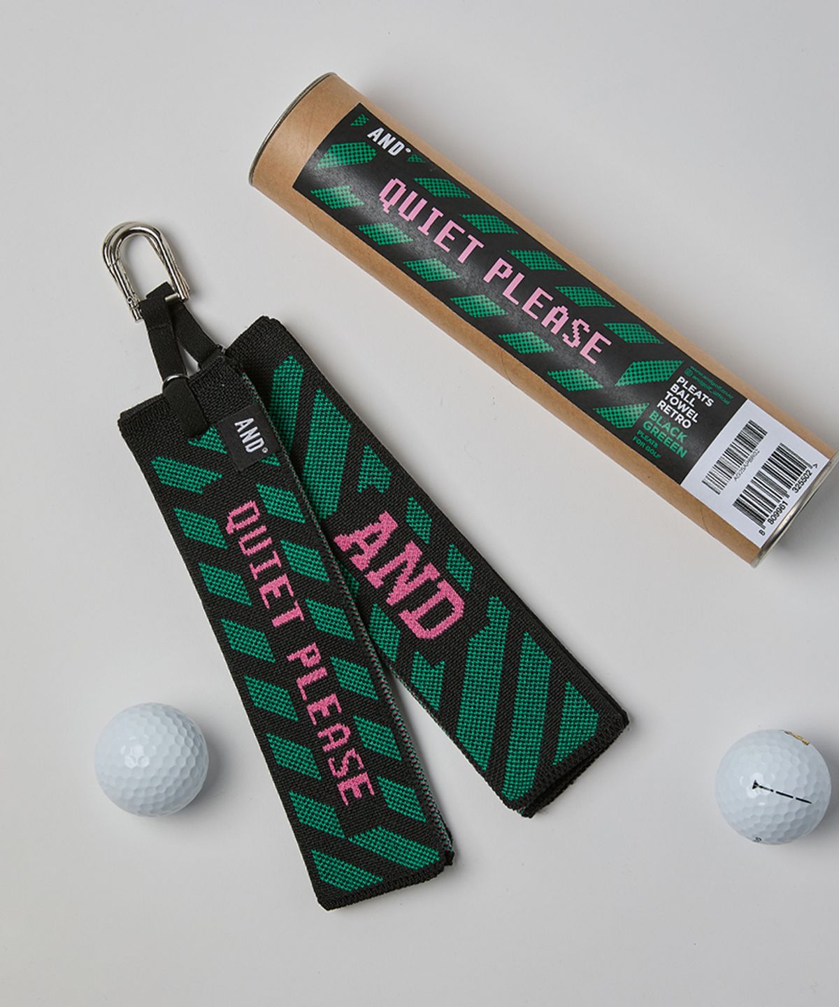 앤드 골프(AND GOLF) Pleats Ball Towel Retro Black Green