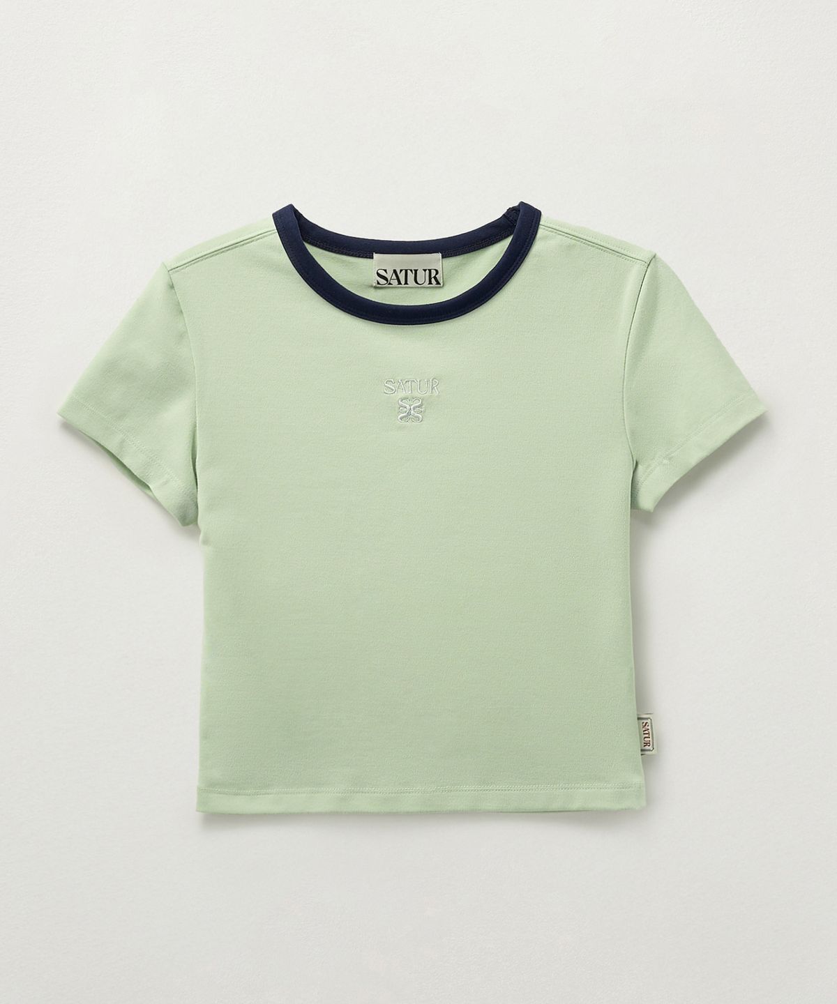 세터(SATUR) (W) 아페로 크롭 링거 반팔 티셔츠 민트