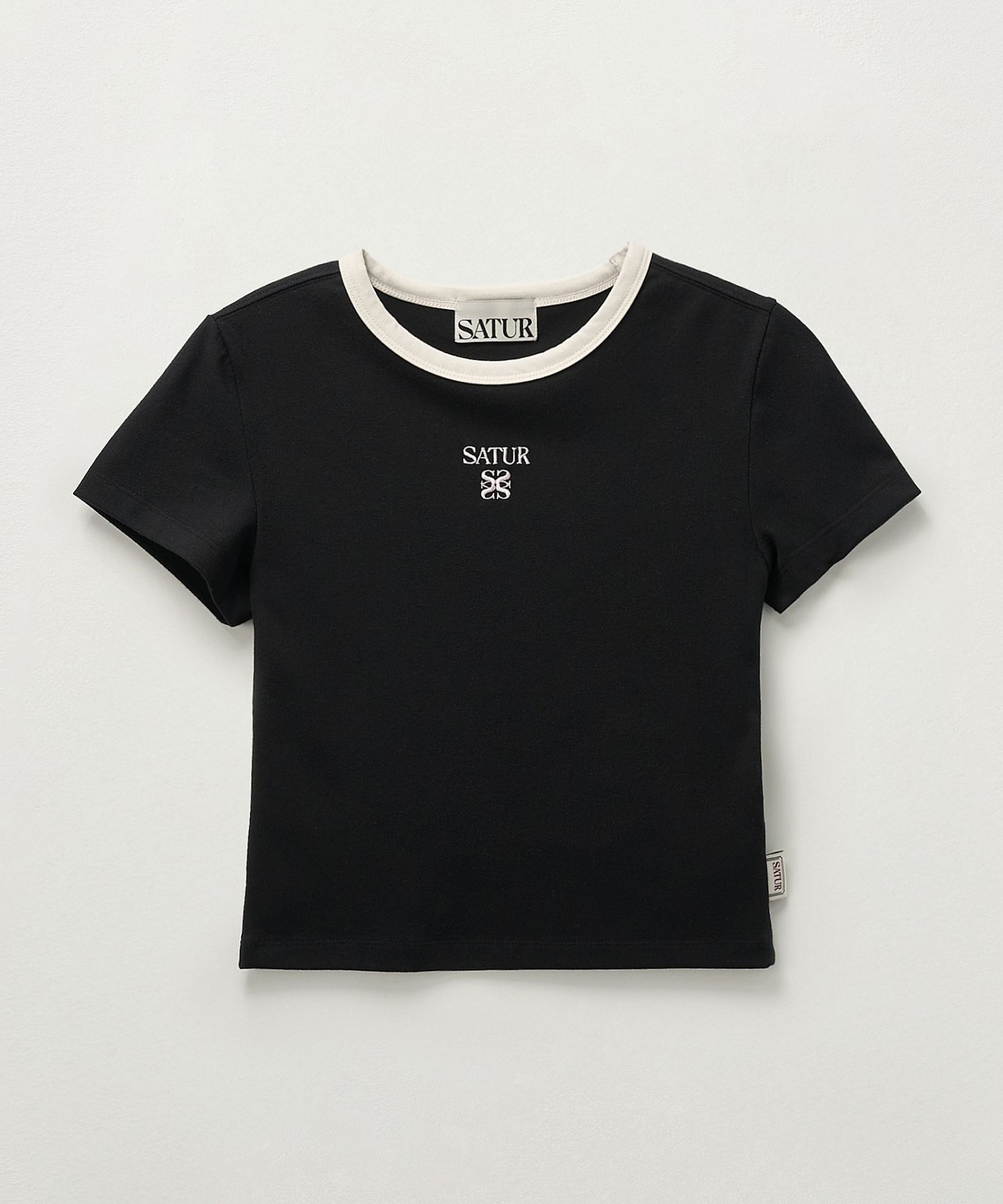 Tシャツ・カットソー SATUR W APERO CROPPED RINGER HALF SLEEVE T-SHIRT BLACK SA252 517EPHgsksL._UY1000_.jpg