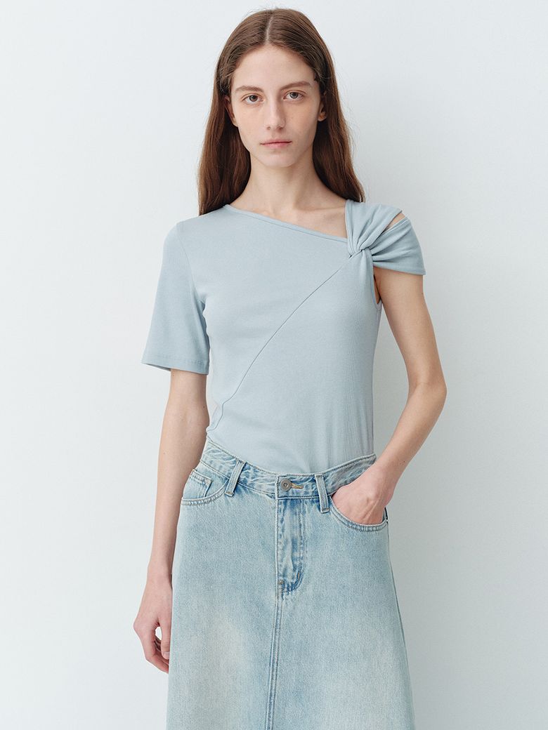 One Off Shoulder T-Shirts (2color)