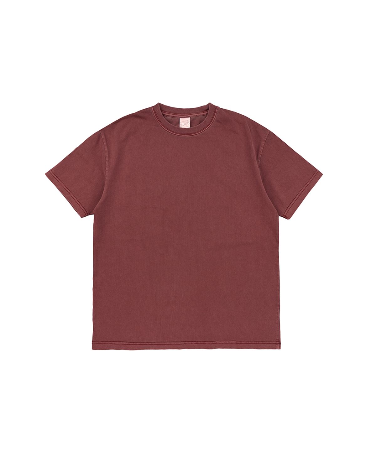 비캔버스(BECANVAS) BECANVAS 32S 2-PLY PIGMENT DYED SHORTSLEEVE (BURGUNDY)
