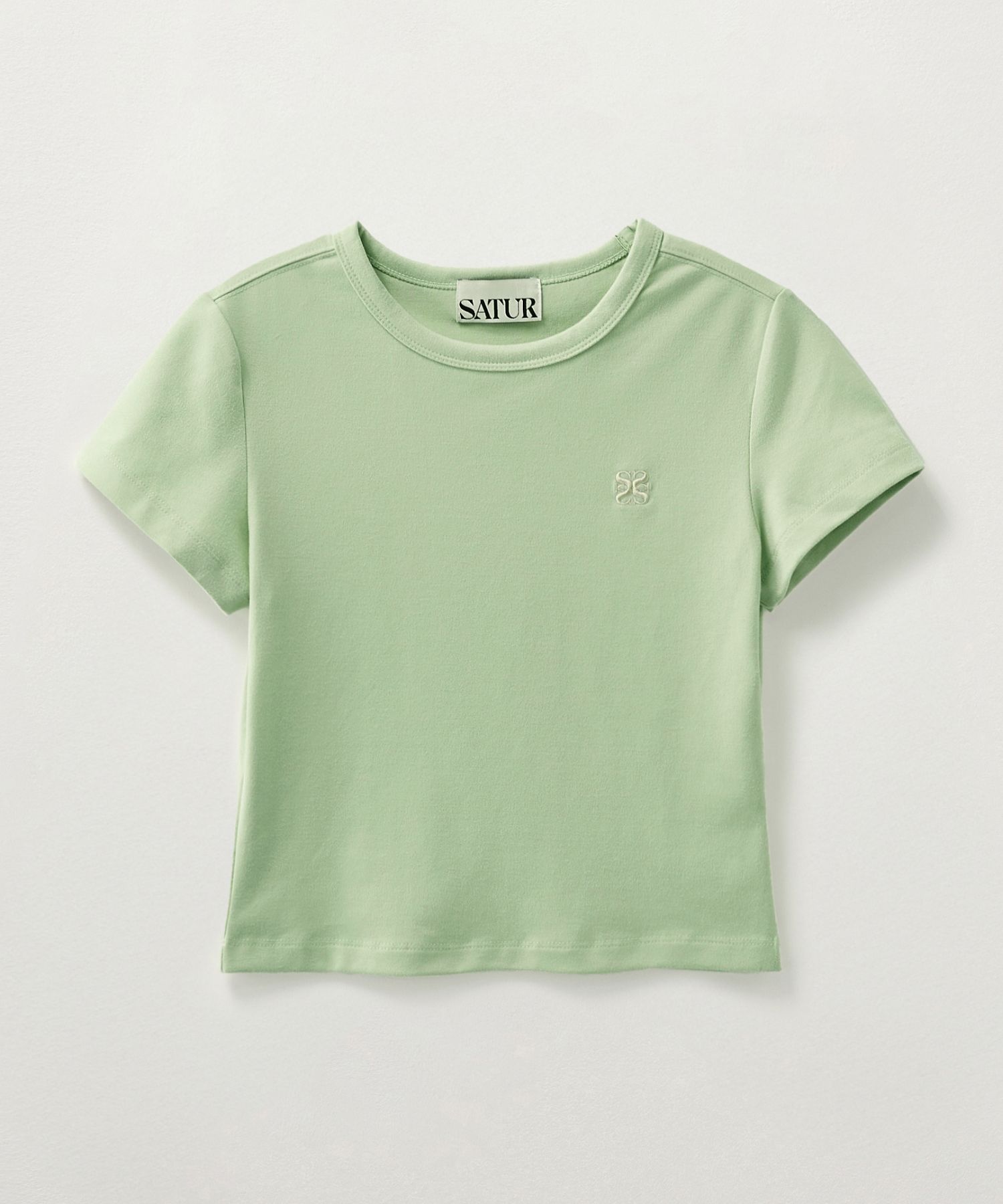 ★SATUR★ W Essential Basic Logo Short Sleeve T-Shirt Mint MUSINSA | SATUR (W) Essential Basic Logo Short Sleeve T