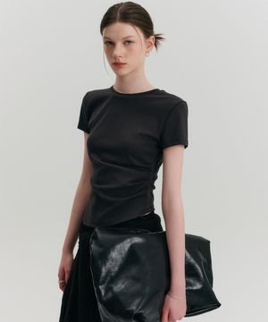 제제 언발란스 티셔츠_차콜 / ZEZE UNBLANCE T-SHIRT_CHARCOAL