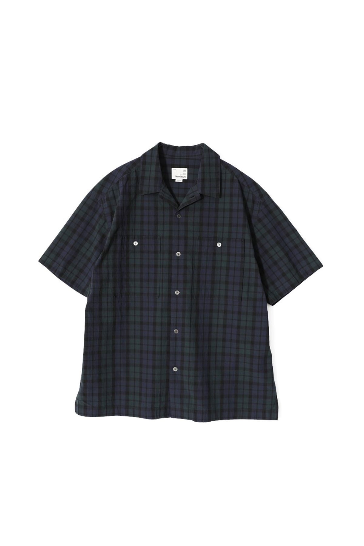 홀리선(HORLISUN) Joshua TD check Open Collar Shirt Green Black