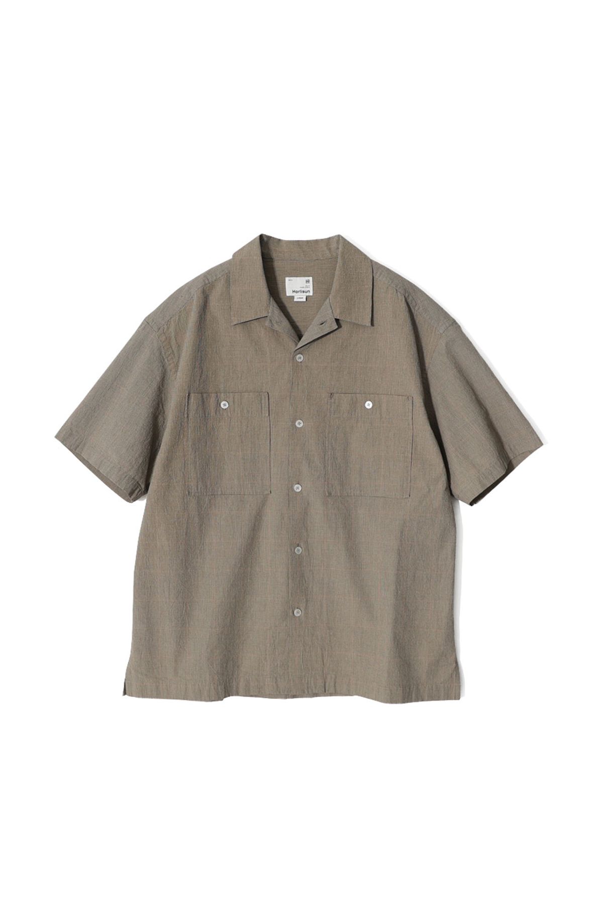홀리선(HORLISUN) Joshua TD check Open Collar Shirt Beige