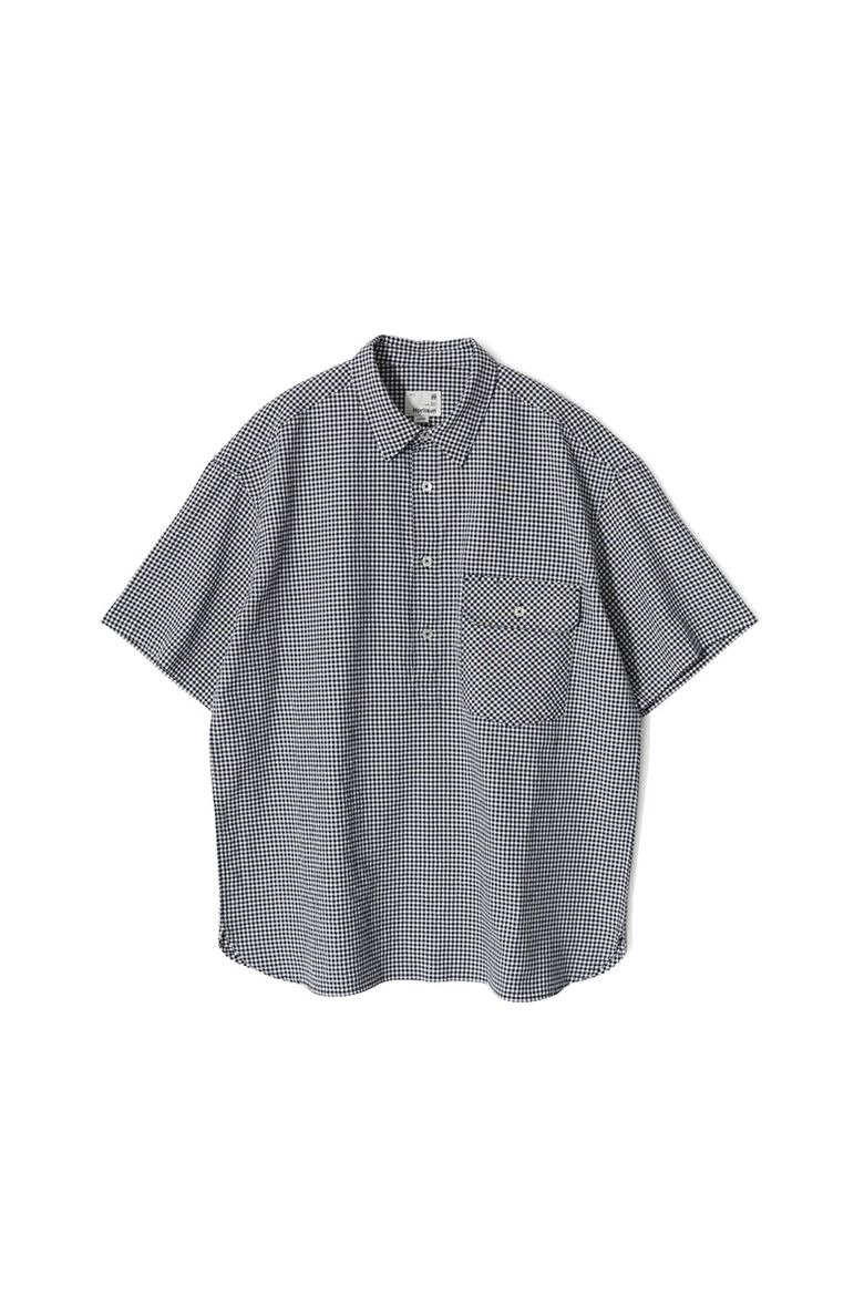 Ophir Gingham Check Pullover Shirt Navy