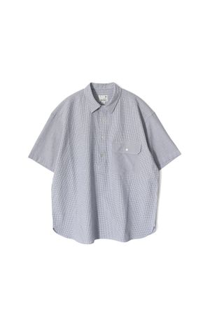 Ophir Windowpane Check Pullover Shirt Blue