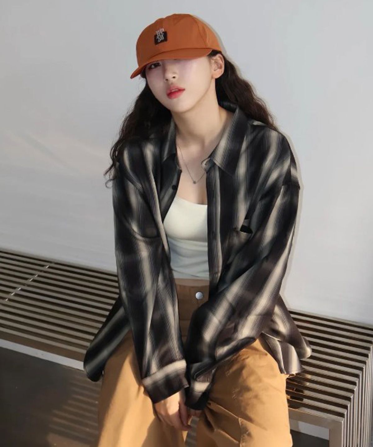 퍼머넌트 아카이브(permanentarchive) 옴브레 체크 셔츠 (다크그린)