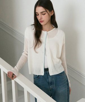 썸머 컬러 라인 린넨 가디건 [WHITE]