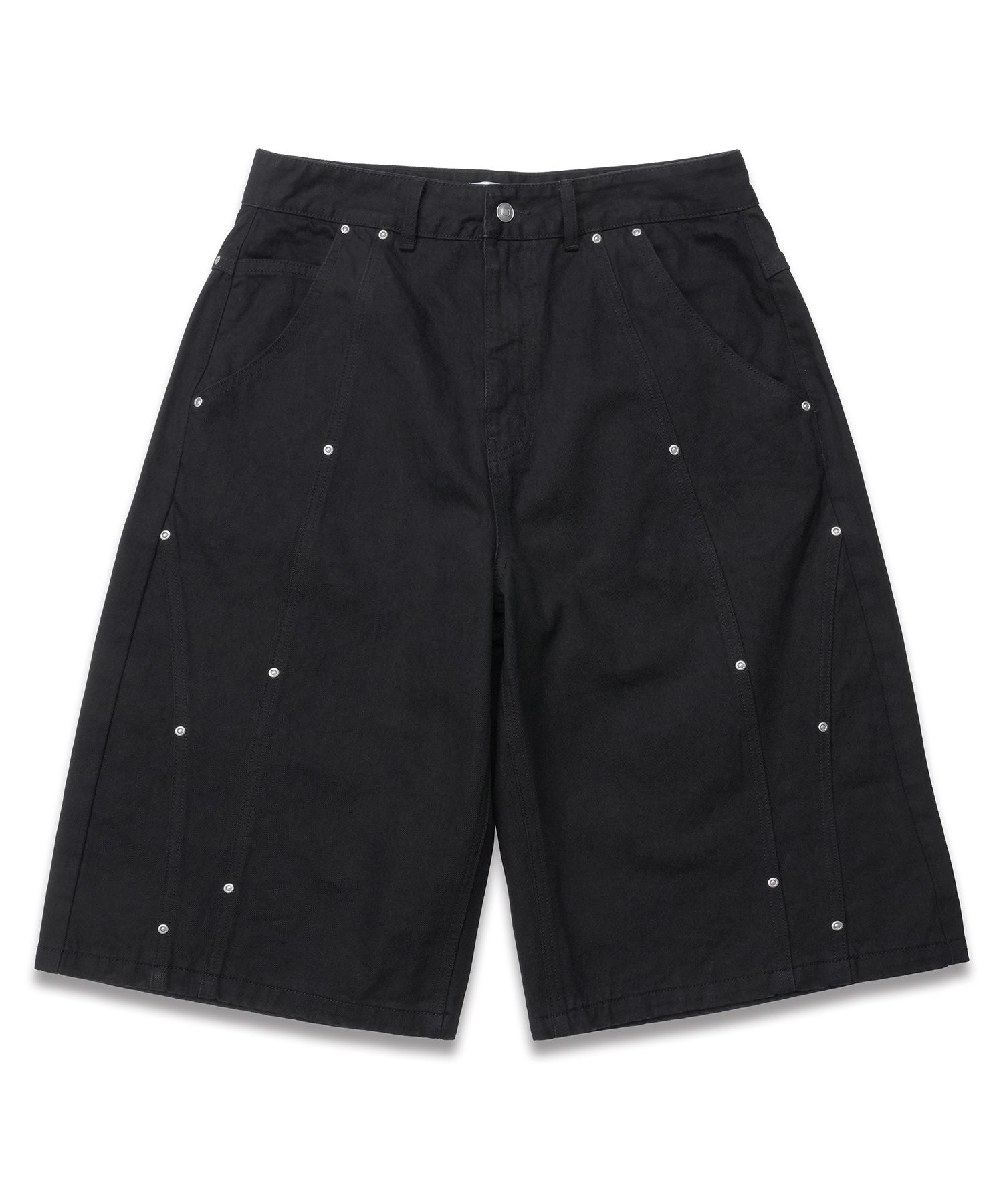 MUSINSA | DOFFJASON [Unisex] Rivet Denim Bermuda Pants BLACK