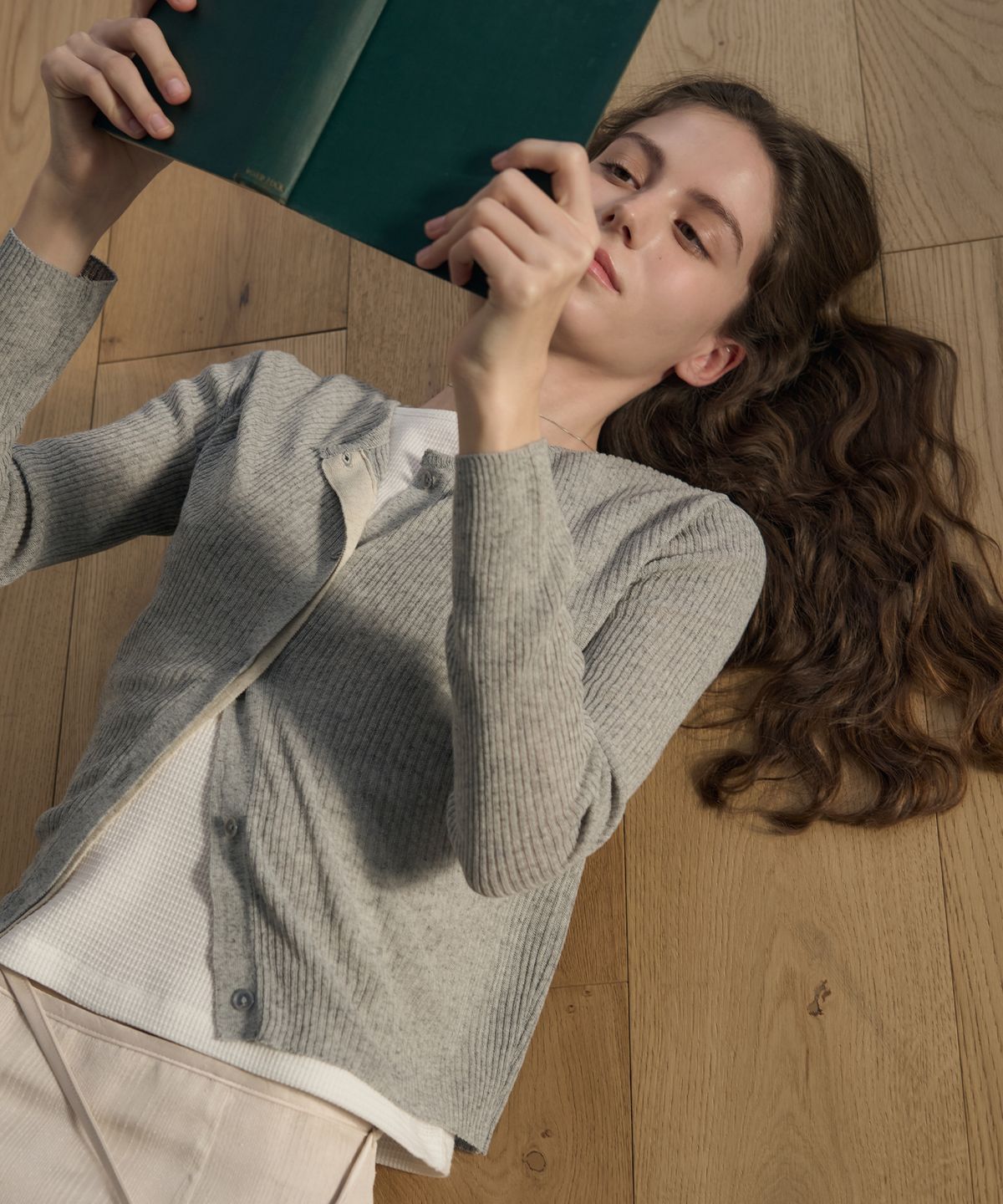 드로우핏 우먼(DRAWFIT WOMEN) 썸머 컬러 라인 린넨 가디건 [M.GREY]