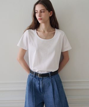 수피마 실켓 유 넥 반팔 티셔츠 [WHITE]