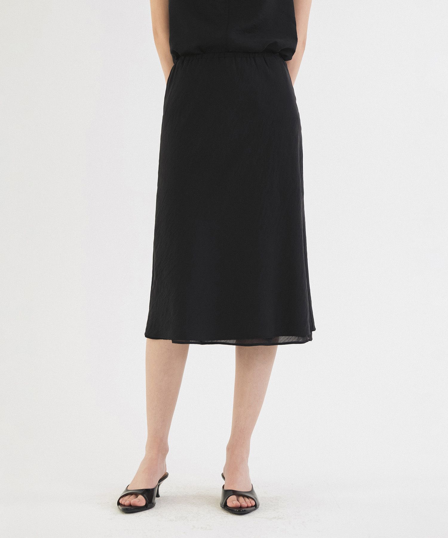 MUSINSA | SIYAZU SIST9050 Silky Breeze Banding Skirt_Black