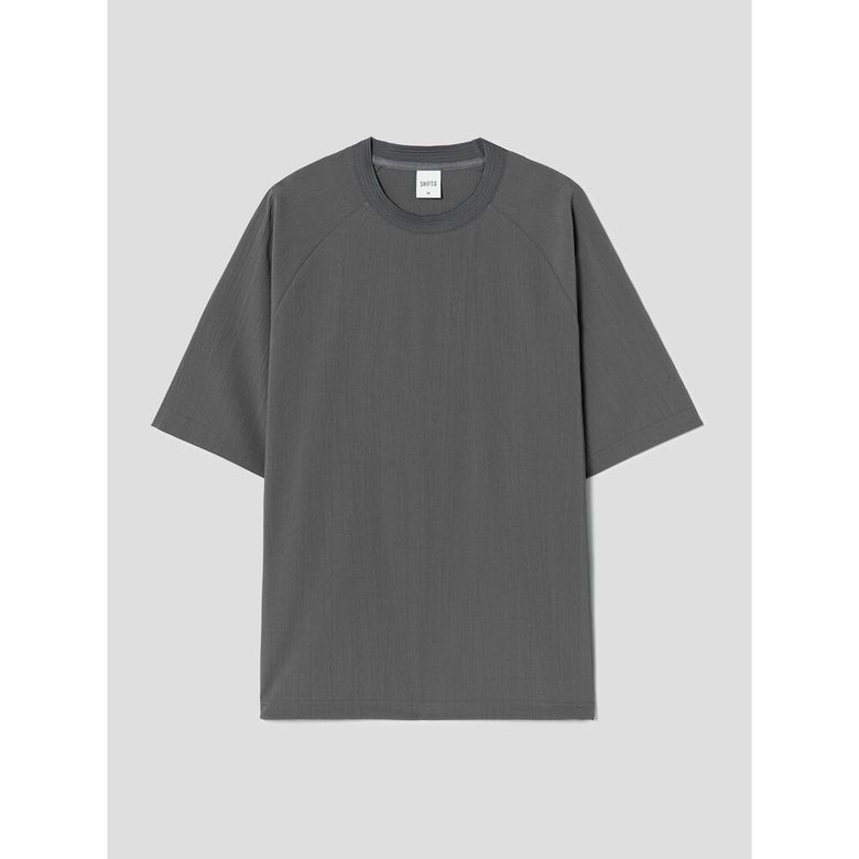 Woven Overfit Round T  Ash