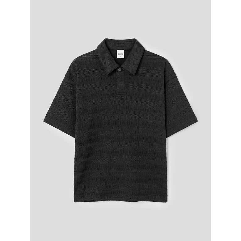 Wave Texture Polo  Black