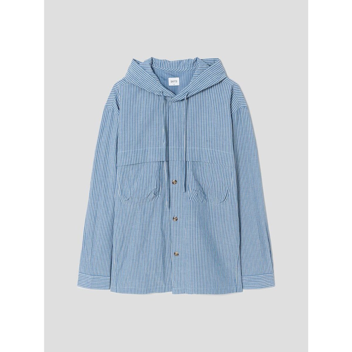 시프트지(SHIFT.G) Stripe Hoodied ZoomIn Shirts  Blue