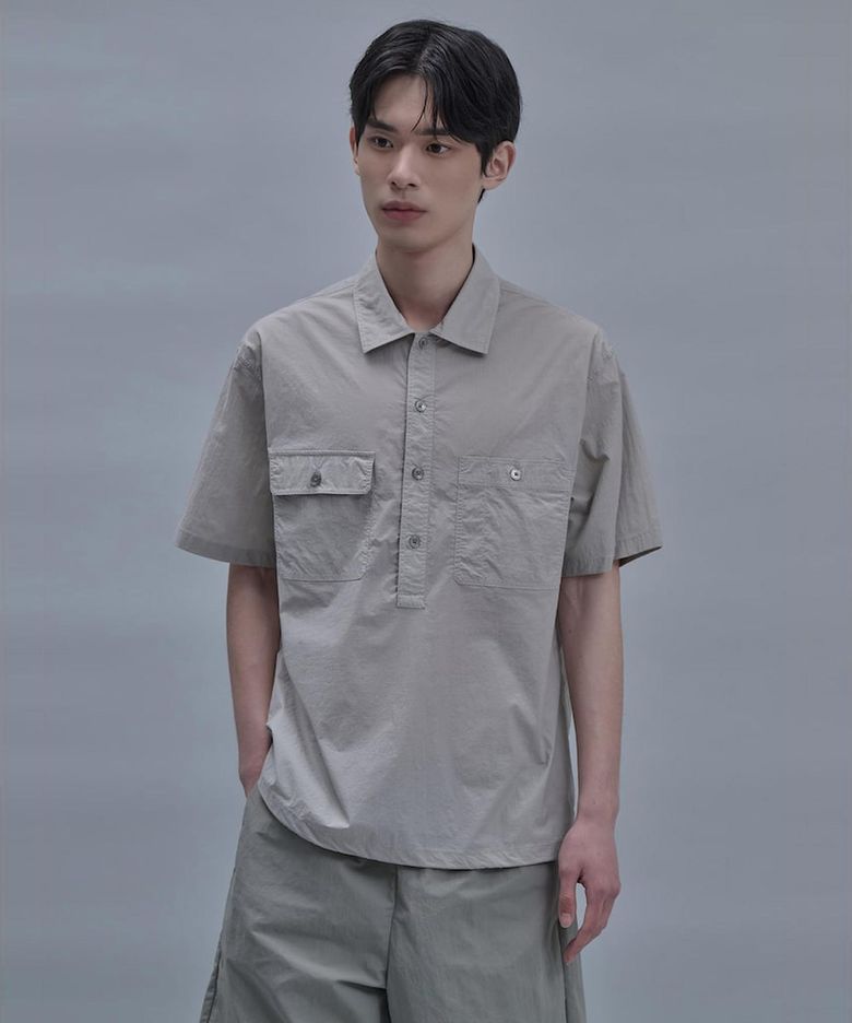Nylon Cotton PullOver Cloud Shirts  Light Grey