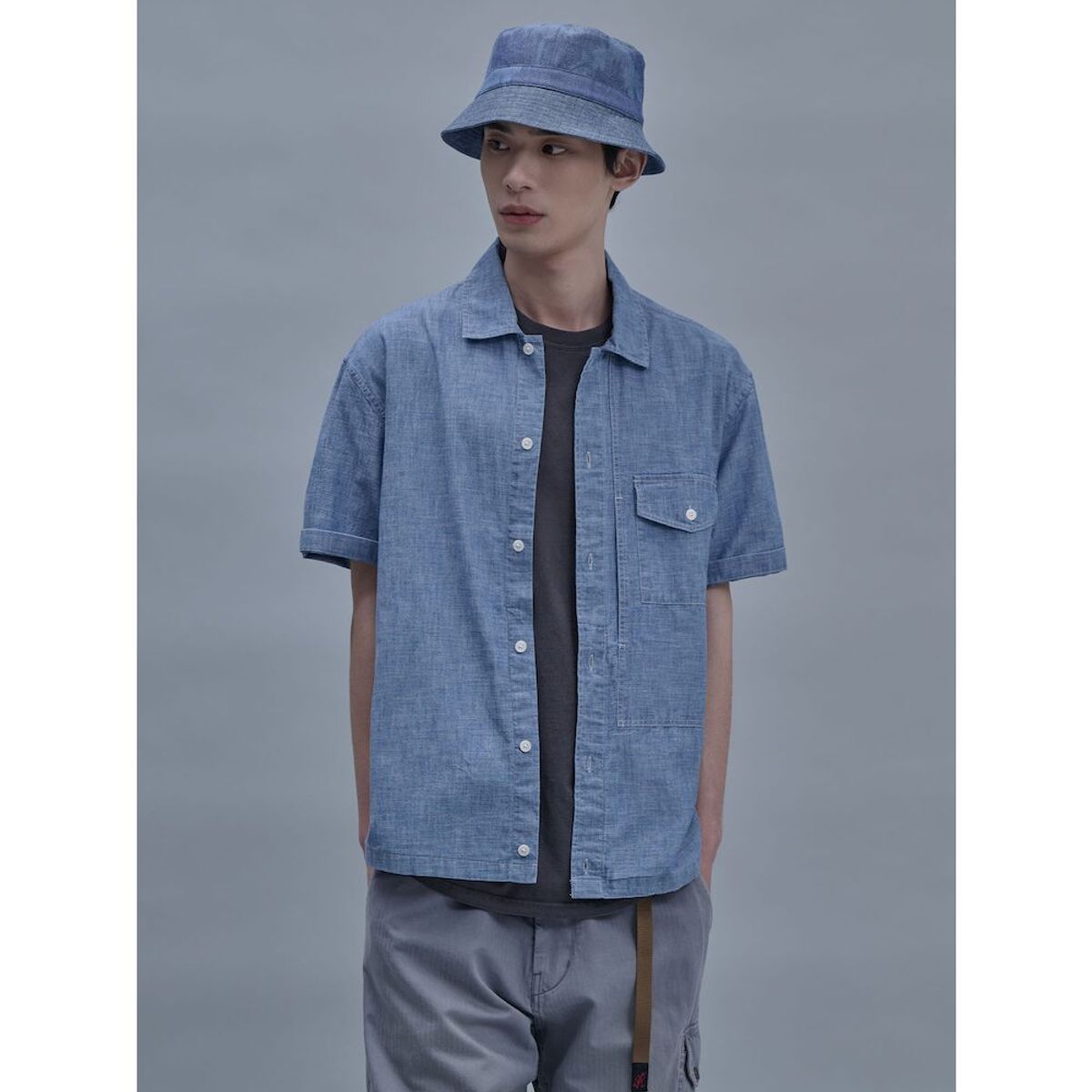 시프트지(SHIFT.G) HalfSleeve Denim Zoom In Shirts  Blue