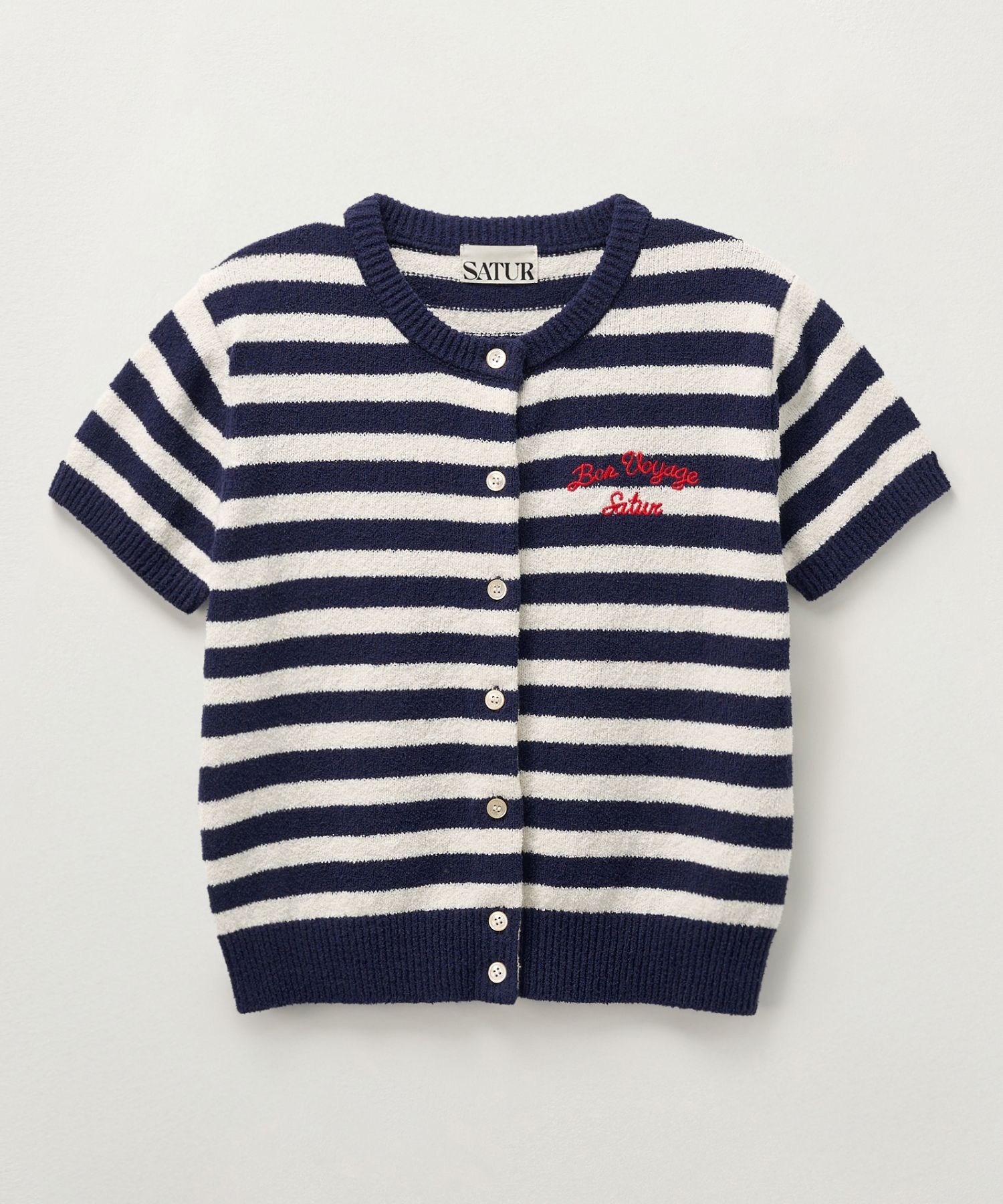 Tシャツ・カットソー SATUR W Bon Voyage Stripe Half Knit Cardigan Navy SA252WKC07 MUSINSA | SATUR (W) Bon Voyage Stripe Half Knit Cardigan Navy