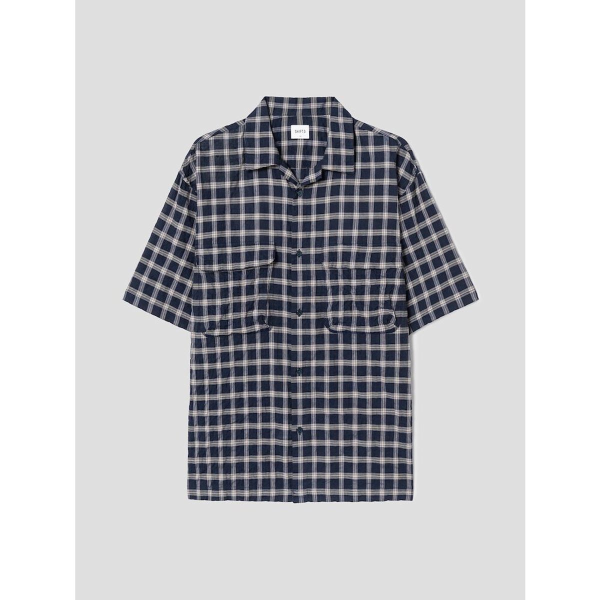 시프트지(SHIFT.G) Check Pattern Cloud Shirts  Navy