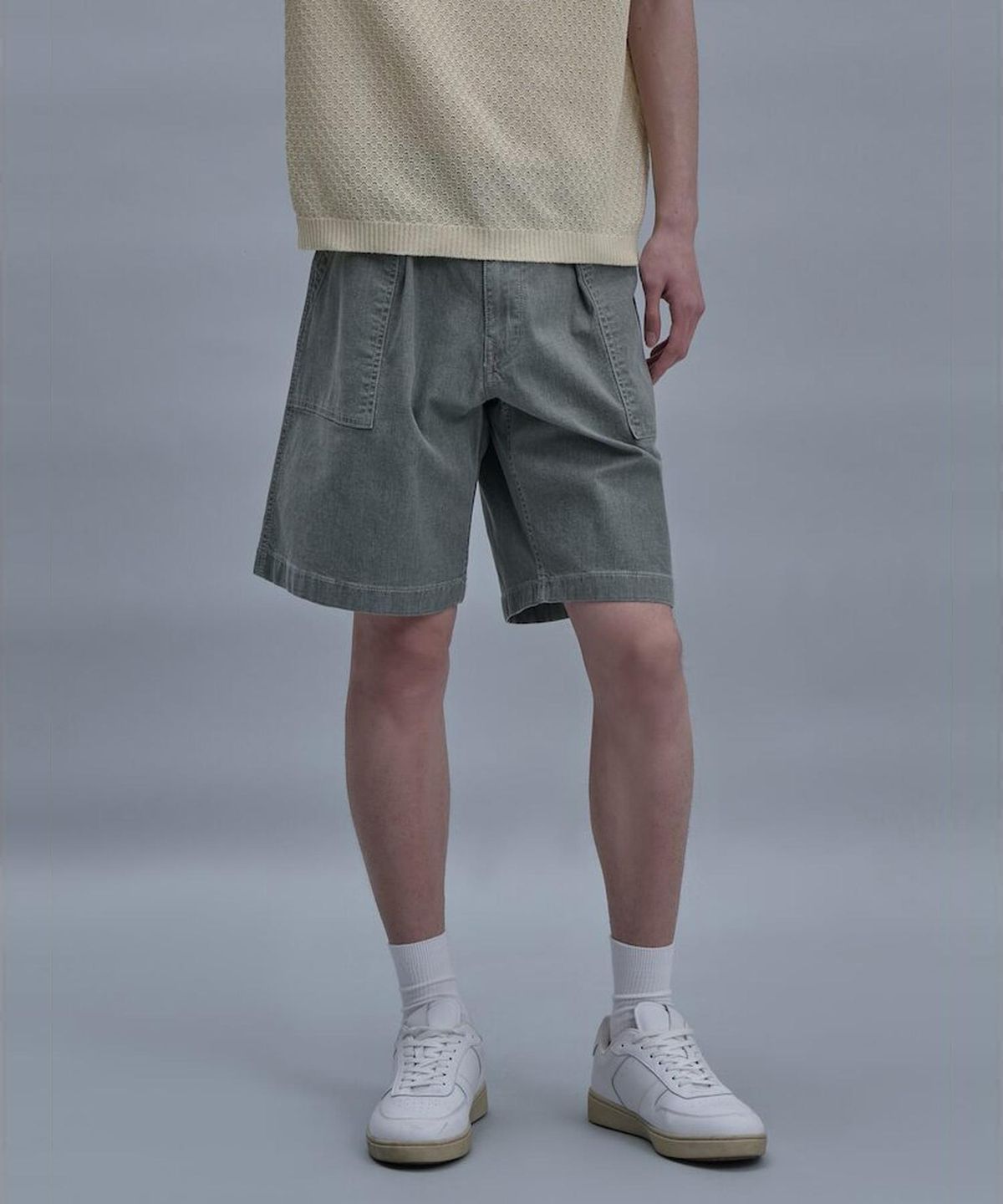 시프트지(SHIFT.G) Denim Fatigue Shorts  Khaki
